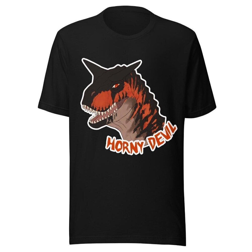 Dinosaur Carnotaurus Horny Devil Shirt  Retro Prehistoric Graphic Tee Funny